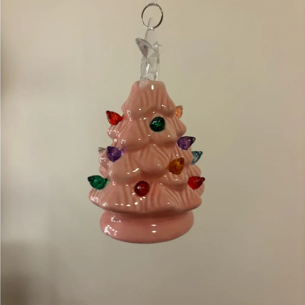 Pink Ceramic Christmas Tree Ornament